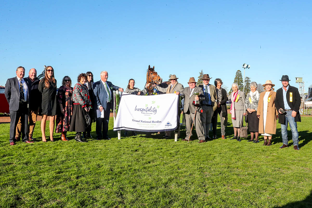 Happy connections after the Grand National Hurdles win, August 2021