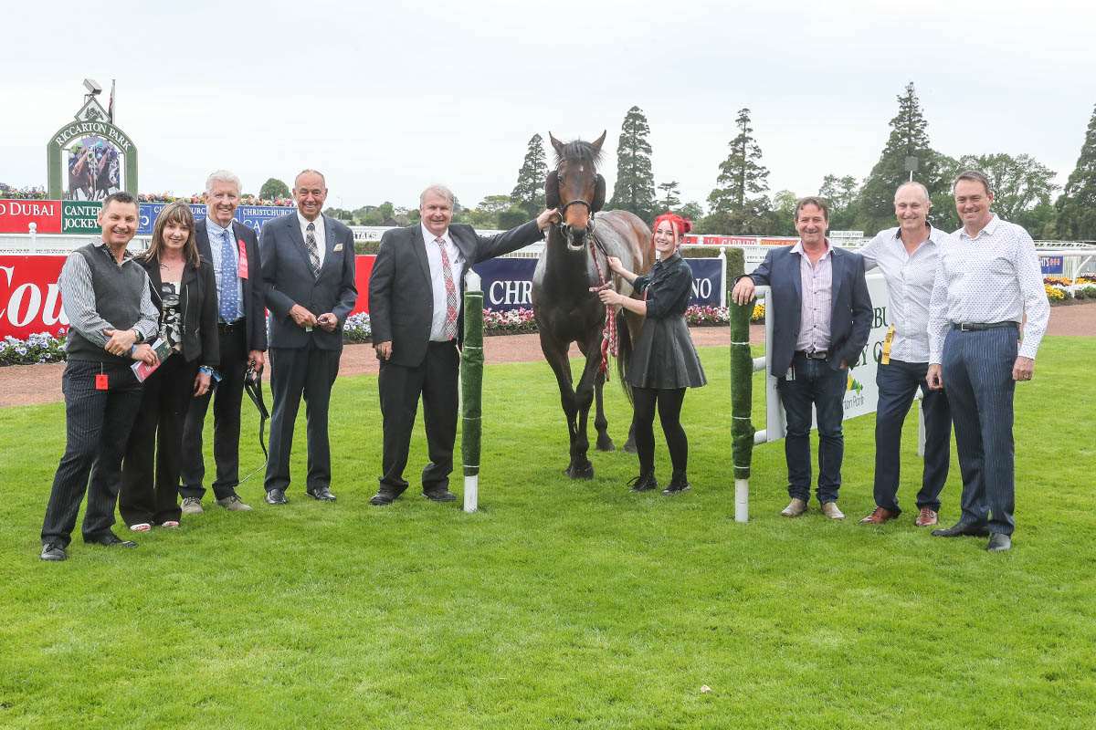Happy ownership group - celebrating the win on 7 November 2020 at Riccarton